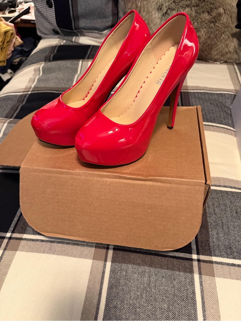 Red Patent Platform High Heel Pumps - Women